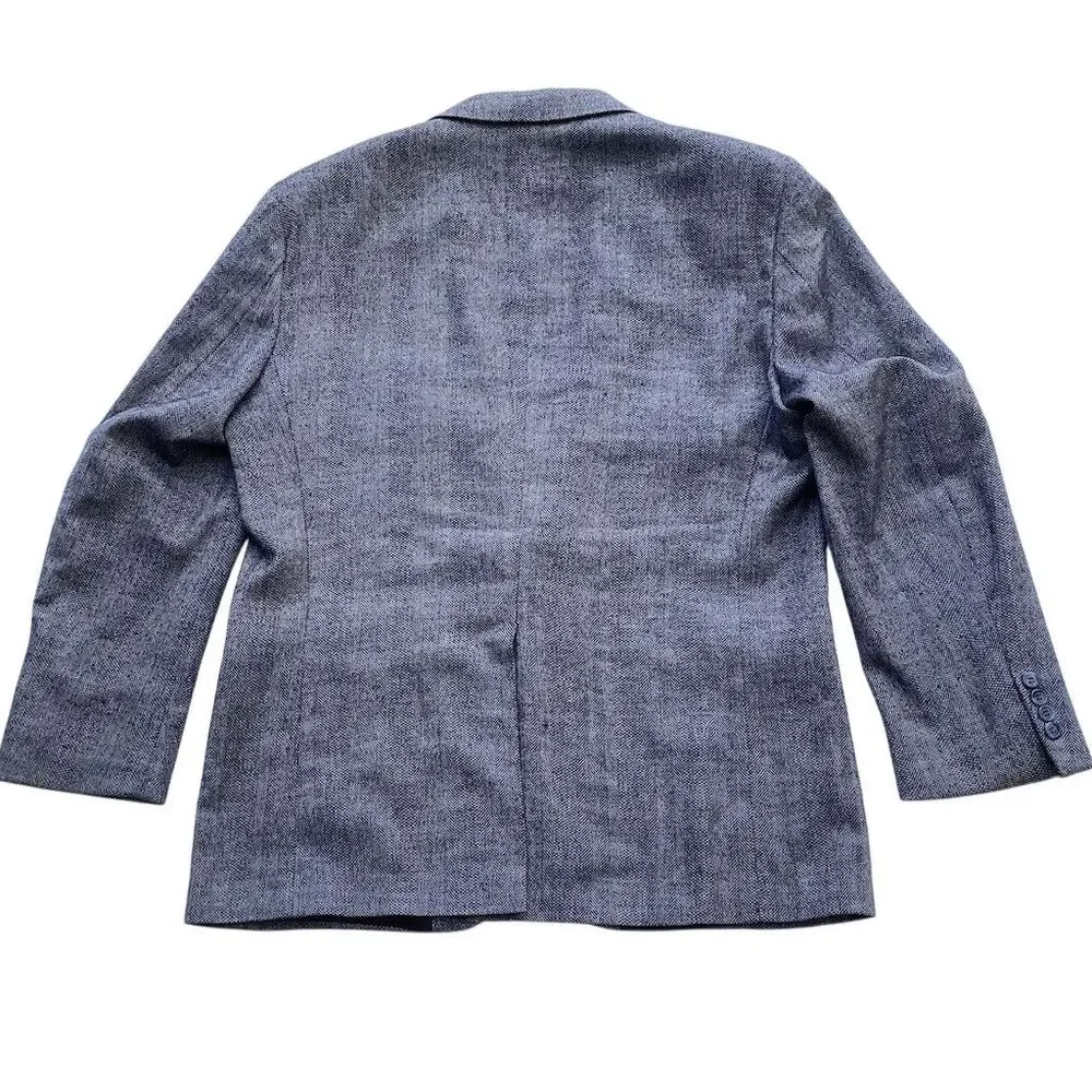 Stafford Men's Blue Wool Herringbone‎ Sport Coat Blazer Size 44R